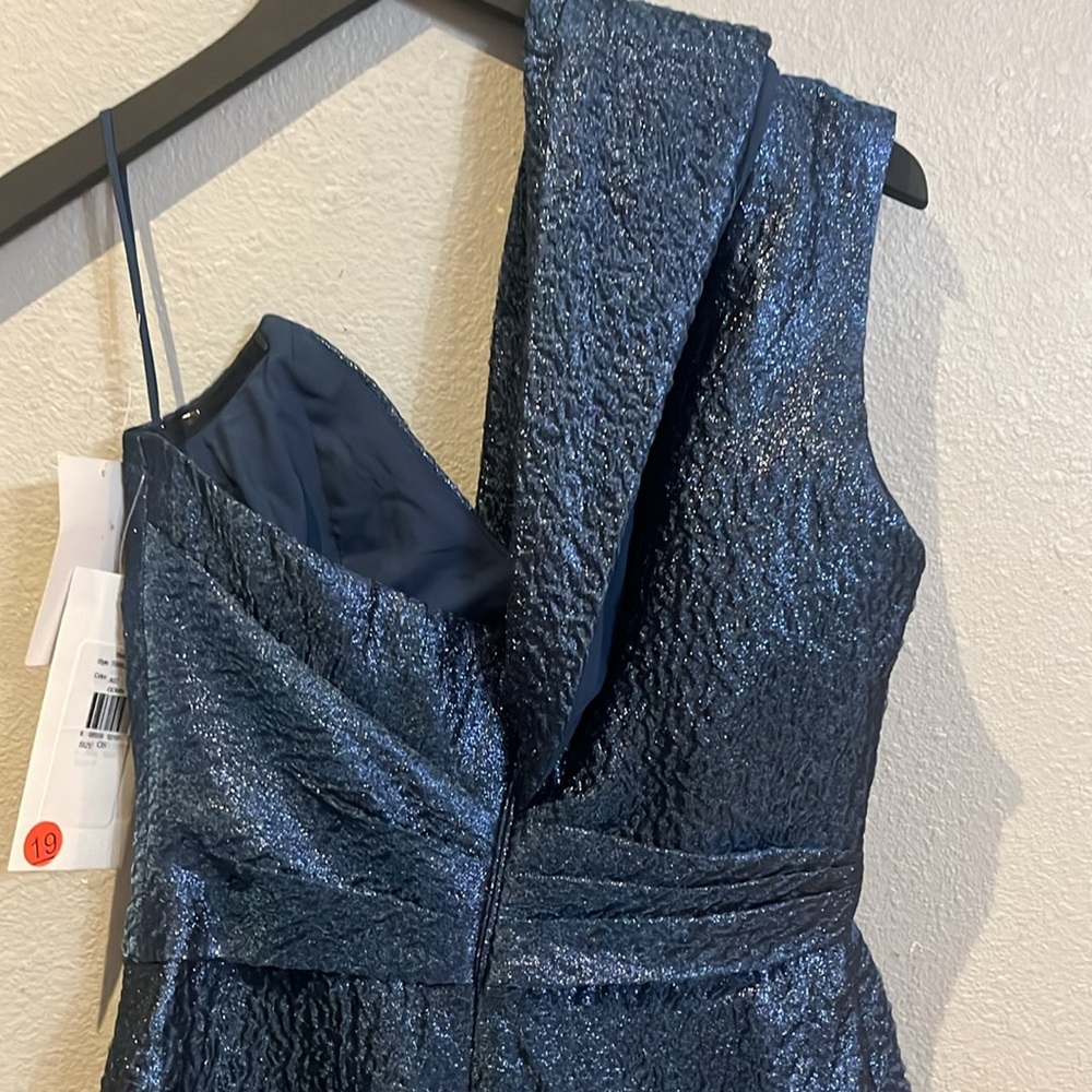 Theia Edith One-Shoulder High-Low Jacquard Gown - Picture 11 of 17